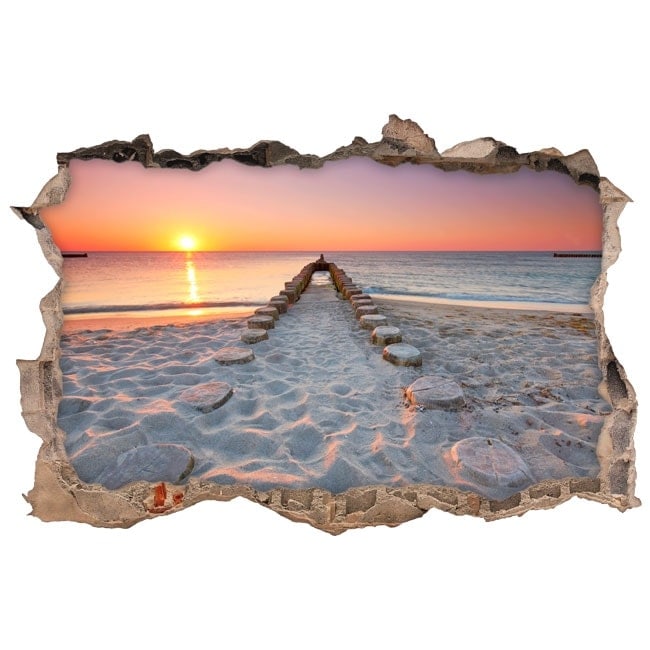 Stickers Muraux 3D Smashed Murals Train Amovible Imperméable Stickers De  Sol Art Coucher De Soleil Paysage Pour Chambre Sal[x1966]