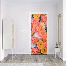 Vinyls et autocollants de porte roses et fleurs