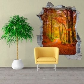 Mur vinyls route à l'automne 3D