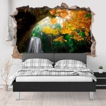 Autocollants pour murale cascade dans la forêt 3D