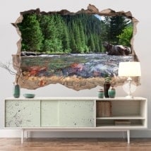 Autocollants murs montagnes du Colorado rivière 3D