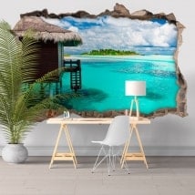 Stickers muraux île lagon bleu 3D