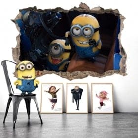 Autocollants pour mur minions despicable me 3D