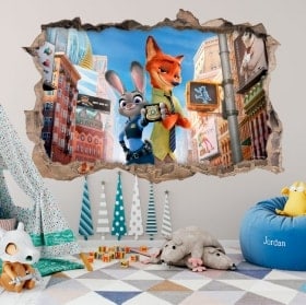 Vinyle mural enfants zootopie 3D