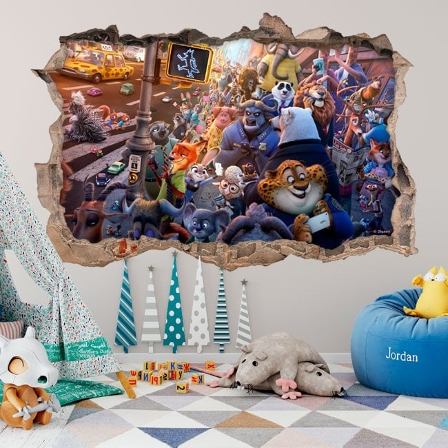 Stickers muraux pour enfants zootopia 3D