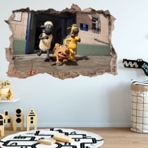 Fonds d'écran trou mural Shaun mouton 3D