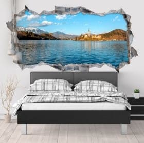 Vinyle d&eacute;coratif lac de Bled Slov&eacute;nie 3D