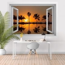 Vinyle adhésif coucher de soleil sur la plage 3D