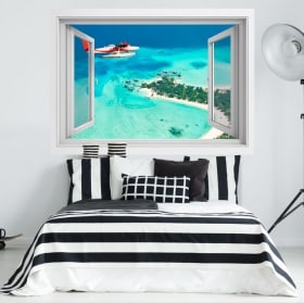 Autocollants fenêtre petit avion Îles Maldives 3D