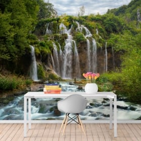 Peintures murales chutes d'eau dans la forêt