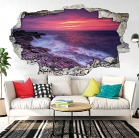 Vinyle d&eacute;coratif coucher de soleil sur la mer noire 3D