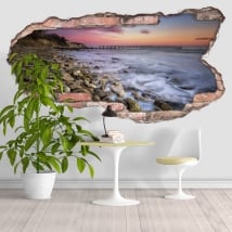 Vinyle décoratif coucher de soleil sur la côte 3D