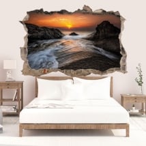 Sticker mural lever du soleil mer noire côte 3D