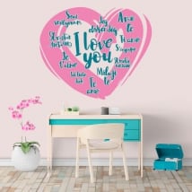 Vinyle décoratif Je t'aime en plusieurs langues