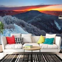 Papiers peints muraux lever du soleil dans les montagnes