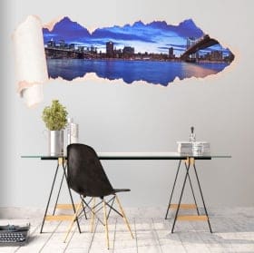 Vinyle panoramique Manhattan papier d&eacute;chir&eacute; 3D