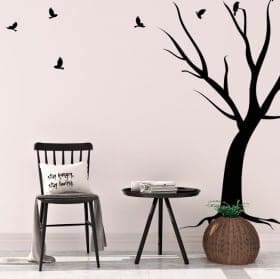 Vinyle d&eacute;coratif arbre et oiseaux