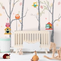 Vinyle pour enfants chouettes dans les arbres