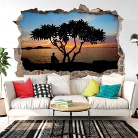 Vinyle d&eacute;coratif coucher de soleil en tha&iuml;lande 3d
