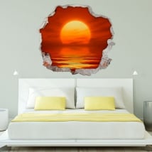 Vinyle décoratif coucher de soleil sur la mer 3d