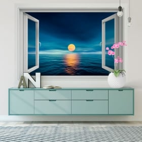 Vinyle décoratif murs coucher de soleil sur la mer 3d