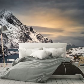 Papiers peints vinyles îles au coucher du soleil lofoten norvège
