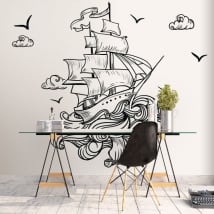 Vinyle murs bateau dans la mer