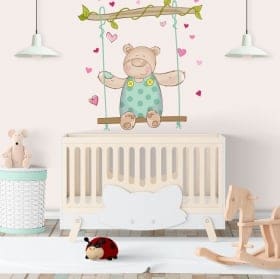 Vinyle murs les enfants ours et balan&ccedil;oire