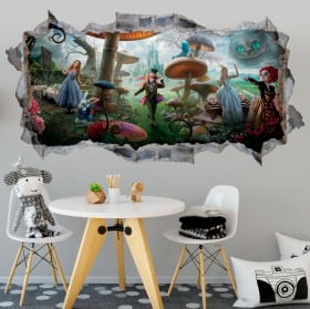 Vinyle autocollants muraux alice à travers le miroir 3d