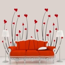 Vinyle décoratif coeurs fleurs