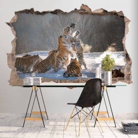 Vinyle murs tigres du bengale 3d