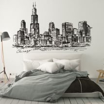 Vinyle et autocollants dessin ville de chicago