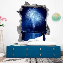 Vinyle trou paroi feux d'artifice 3d
