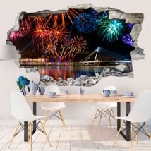 Stickers muraux feux d'artifice 3d