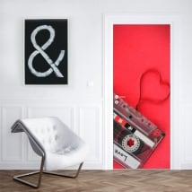 Vinyle pour portes cassette coeur amour