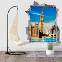 Vinyle mur de trou 3d big ben londres angleterre