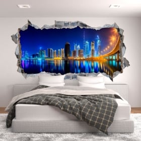 Vinyle mur de trou panoramique business bay duba&iuml; 3d