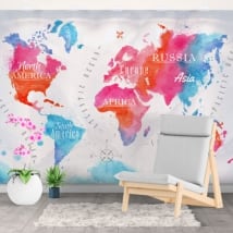 Papiers peints décoratif carte du monde aquarelle