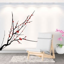 Vinyle adhésif branche d'arbre avec des feuilles