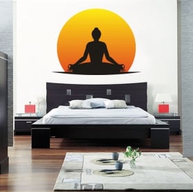 Vinyle adh&eacute;sif et autocollants silhouette d'yoga