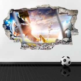 Football de vinyle cassé mur 3D