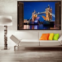 Vinyle et autocollants fenêtre tour pont londres 3d