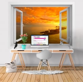 Vinyle murs coucher de soleil sur la plage barbade 3d
