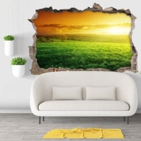 Vinyle et autocollants coucher de soleil dans le champ de lavande 3d