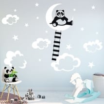 Vinyle et autocollants pour enfants panda sur la lune