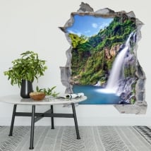 Vinyle trou dans le mur cascades bassin des aigrettes réunion 3d