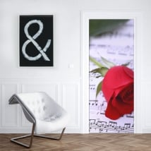 Vinyle pour portes rose rouge et musique