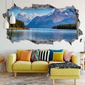 Vinyle trou de mur 3d panoramique lac moraine canada