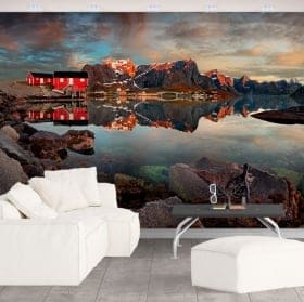Couleurs du coucher du soleil de peintures murales photo mur