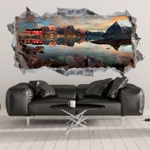 Vinyle trou dans le mur panoramique reine norvège 3d